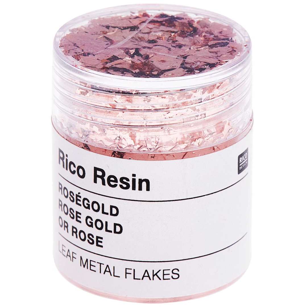 Open in modal - Resin Leaf Metal Flakes Rose Gold