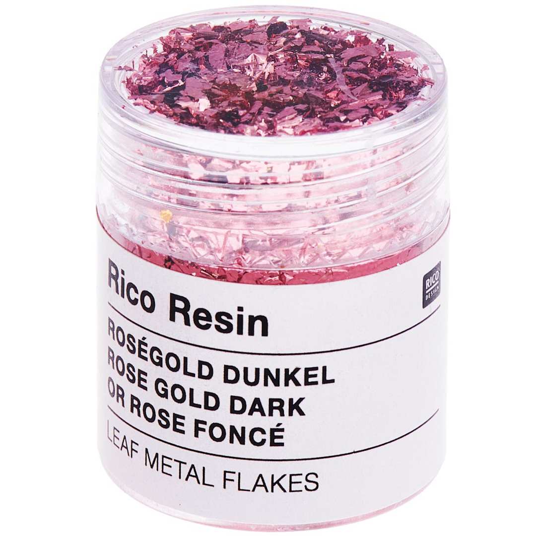 Open in modal - Resin Leaf Metal Flakes Rose Gold Dark