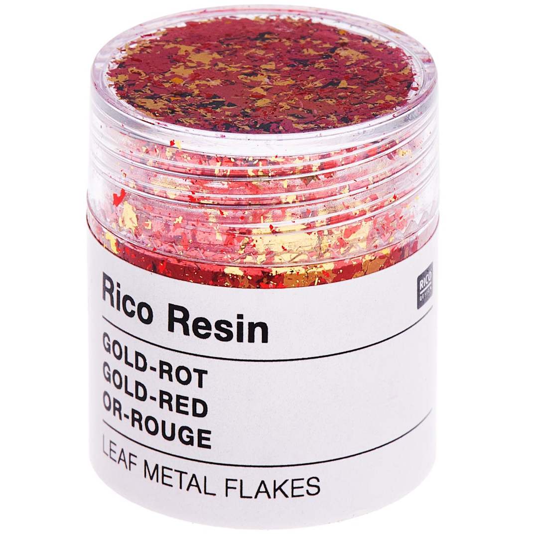 Open in modal - Resin Leaf Metal Flakes Gold-Red