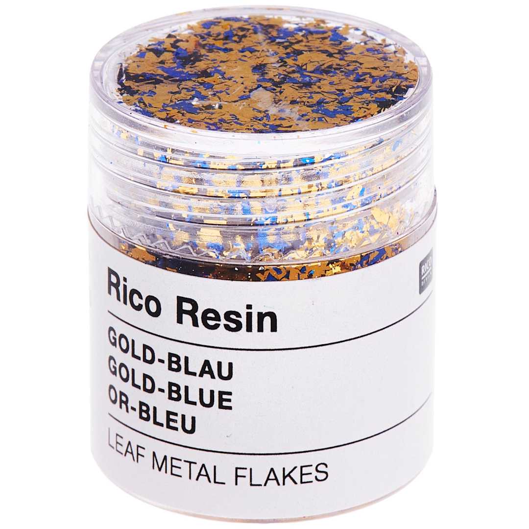 Open in modal - Resin Leaf Metal Flakes Gold-Blue