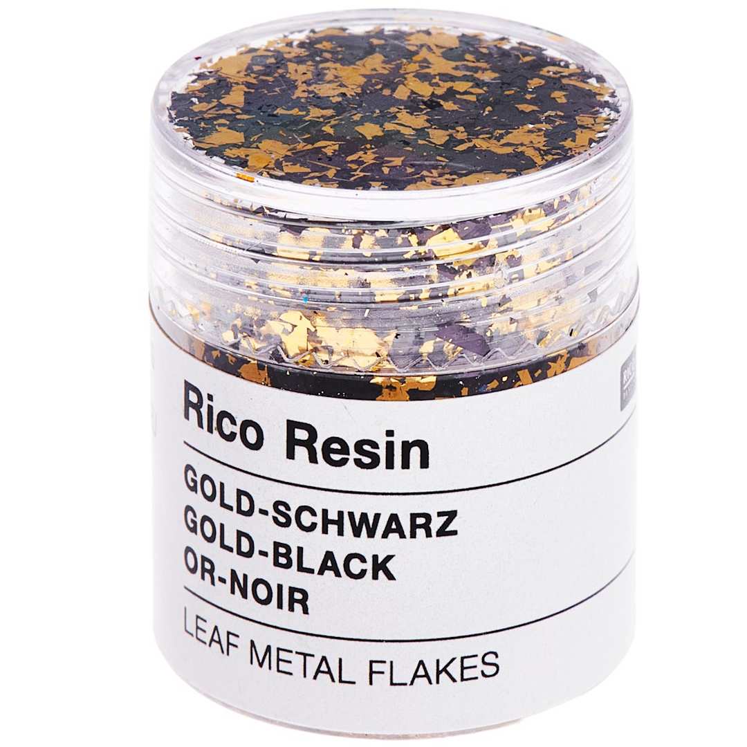 Open in modal - Resin Leaf Metal Flakes Gold-Black
