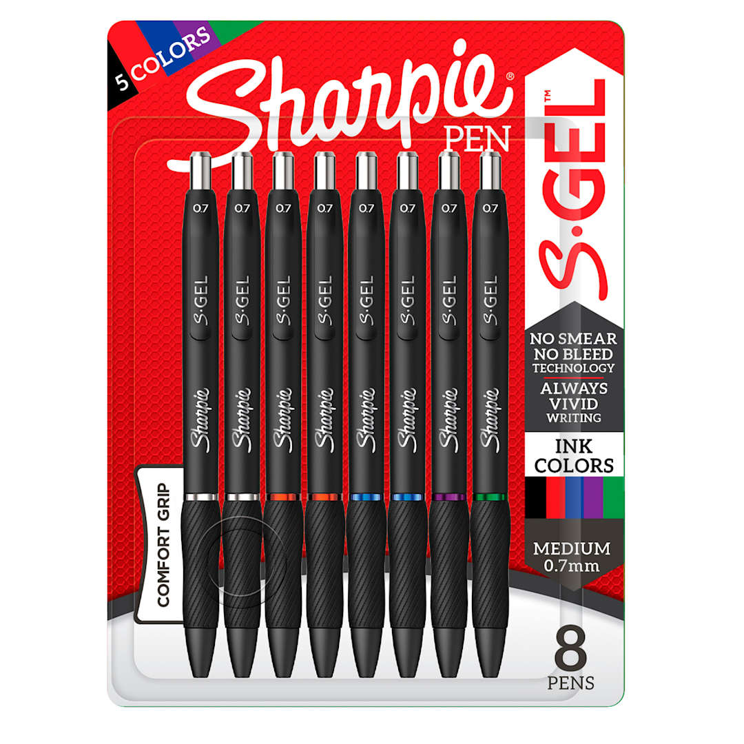 Open in modal - Sharpie S-Gel Pen .7mm - 8/Pkg, Assorted Colors