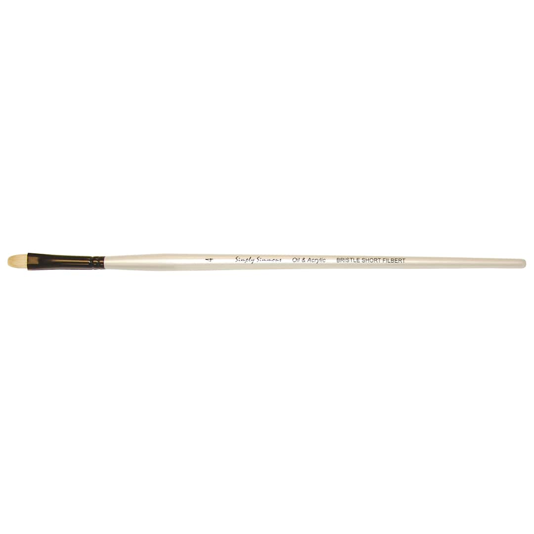 Open in modal - Robert Simmons Simply Simmons Long Handle Brush, Bristle Short Filbert, 4