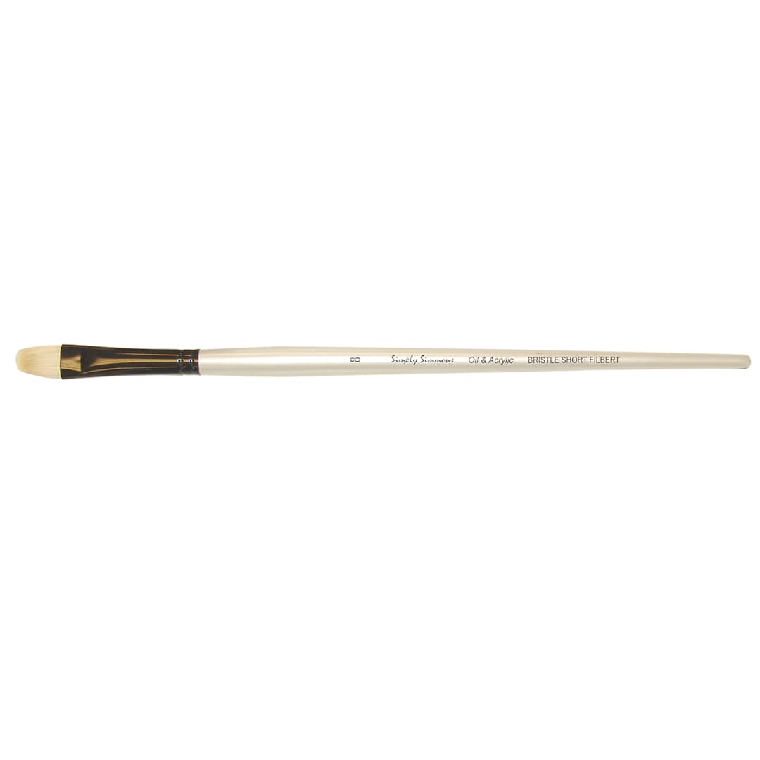 Open in modal - Robert Simmons Simply Simmons Long Handle Brush, Bristle Short Filbert, 8