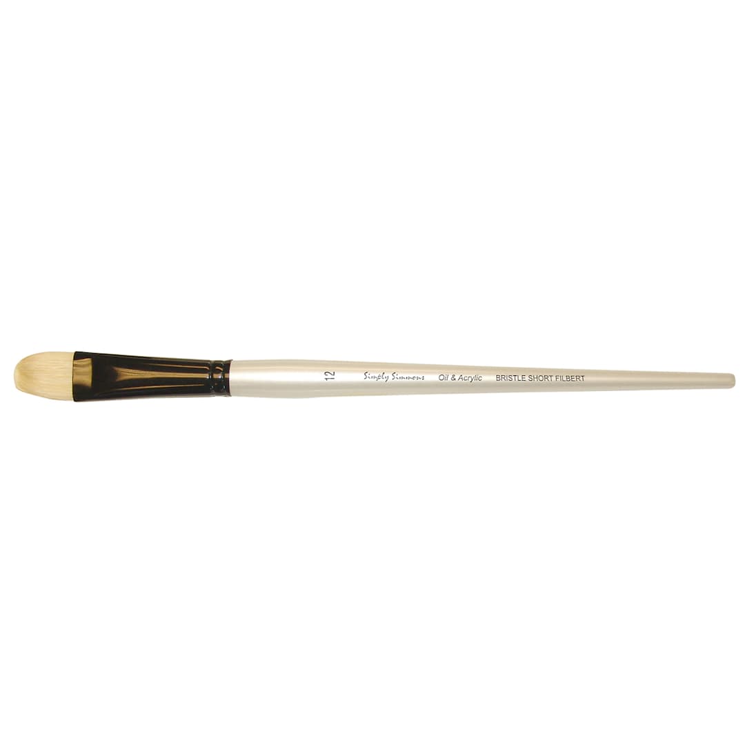 Open in modal - Robert Simmons Simply Simmons Long Handle Brush, Bristle Short Filbert, 12