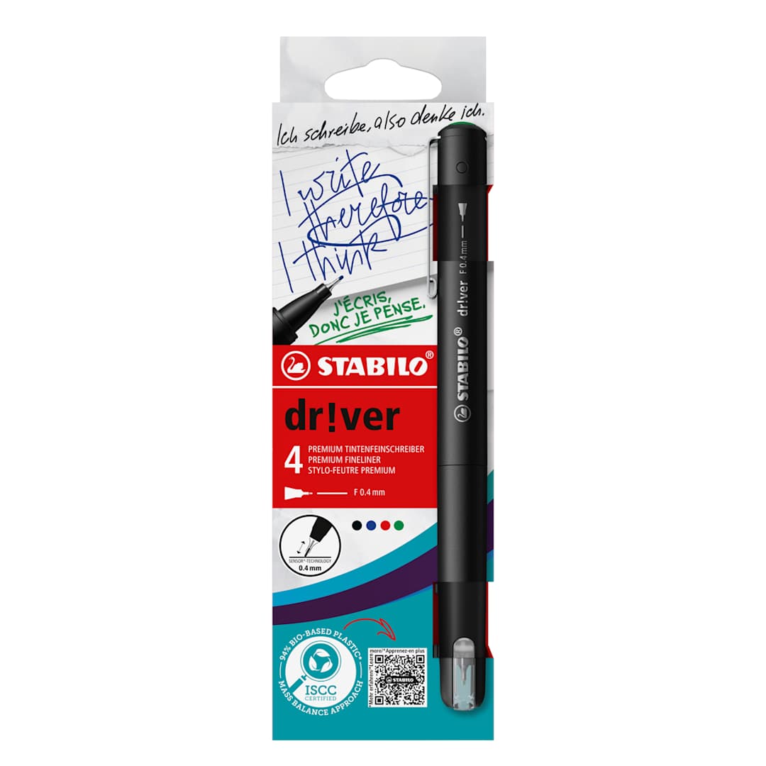 Open in modal - dr!ver Premium Fineliner Set 4-Color Fine Tip Wallet Set (Black, Blue, Red, Green)