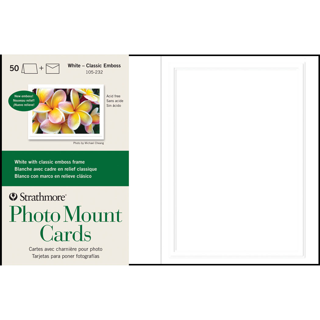 Open in modal - Strathmore Photo Cards White with Classic Emboss Frame - 5" x 7", Pkg of 50