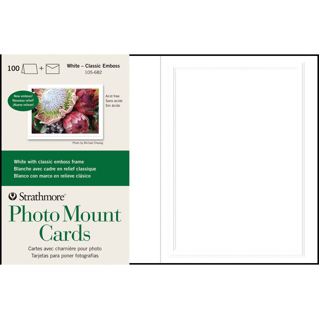 Open in modal - Strathmore Photo Cards White with Classic Emboss Frame - 5" x 7", Pkg of 100