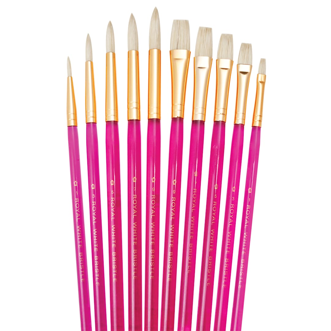 Open in modal - Royal Brush Super Value Brush Set, White Bristle, 10-Brushes