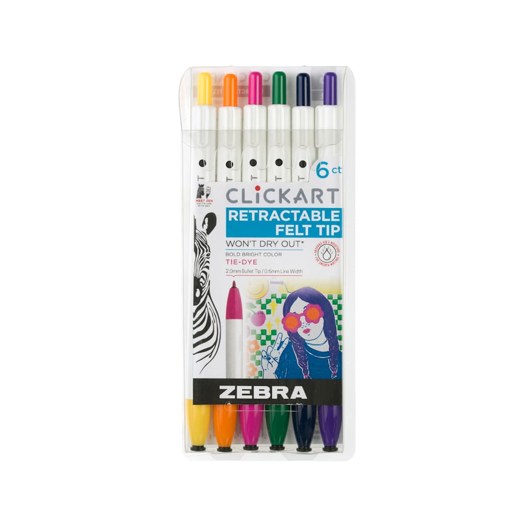 Open in modal - ClickArt Retractable Marker Pen 6-Pen Tie-Dye Set