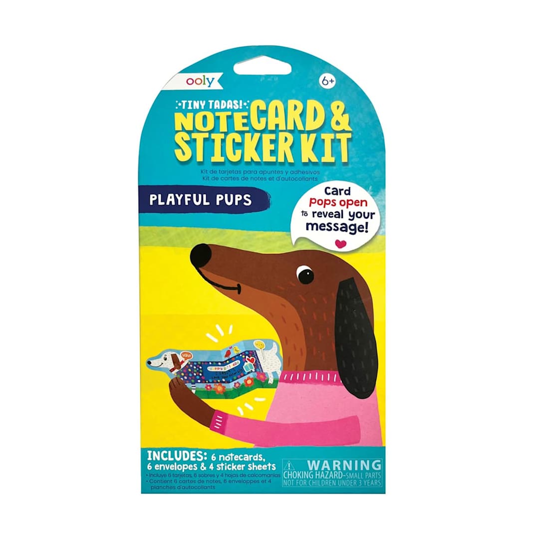 Open in modal - Tiny Tada! Note Cards & Sticker Set Playful Pups