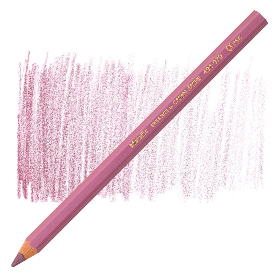 Open in modal - Caran d'Ache Colorblock Maxi Metallic Pencil - Scarlet pencil and swatch