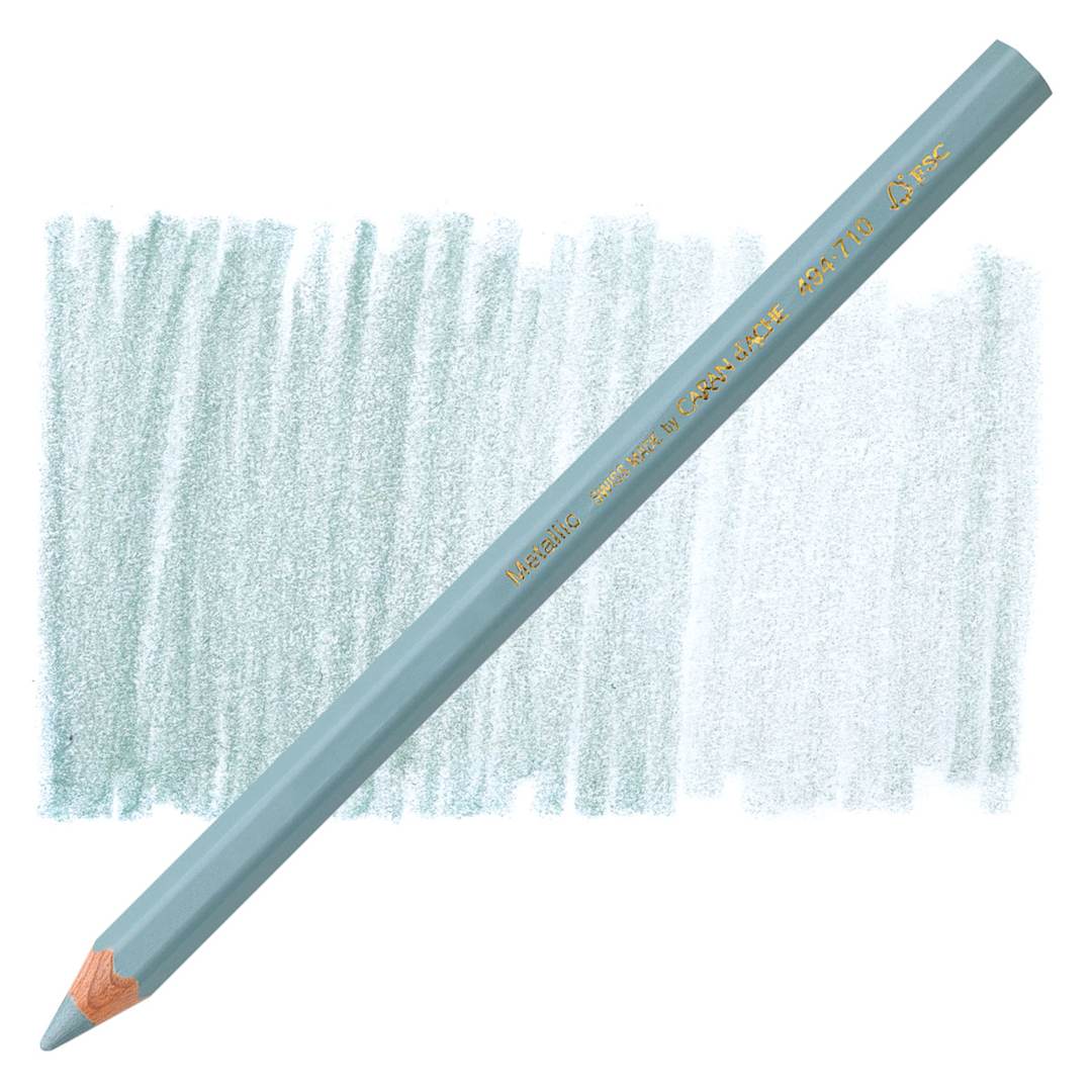 Open in modal - Caran d'Ache Colorblock Maxi Metallic Pencil - Green pencil and swatch