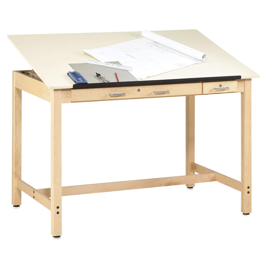 Open in modal - Diversified Spaces Instructor Drafting Table - shown at slight angle with top raised
