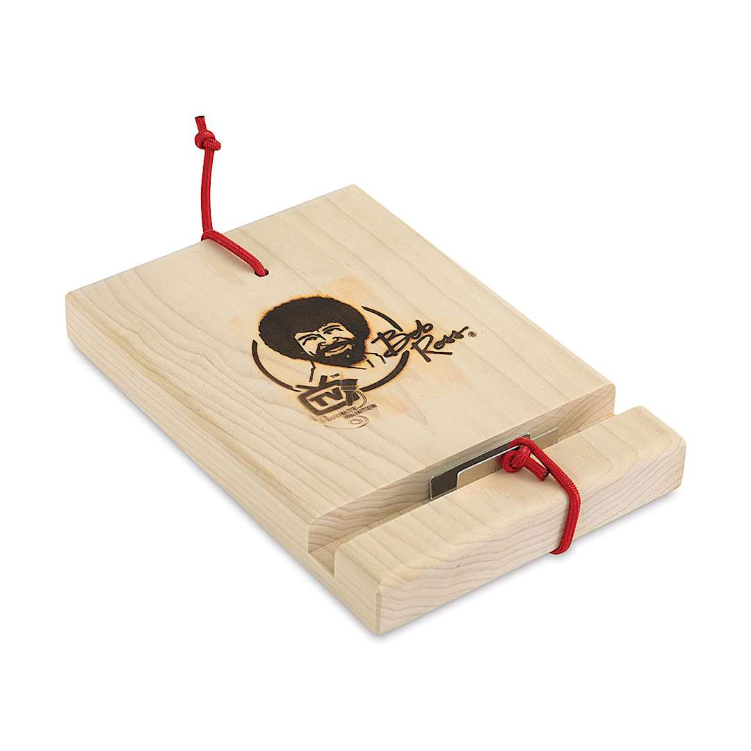 Open in modal - Bob Ross Wooden Travel Easel - Angled view of Easel folded for transport
