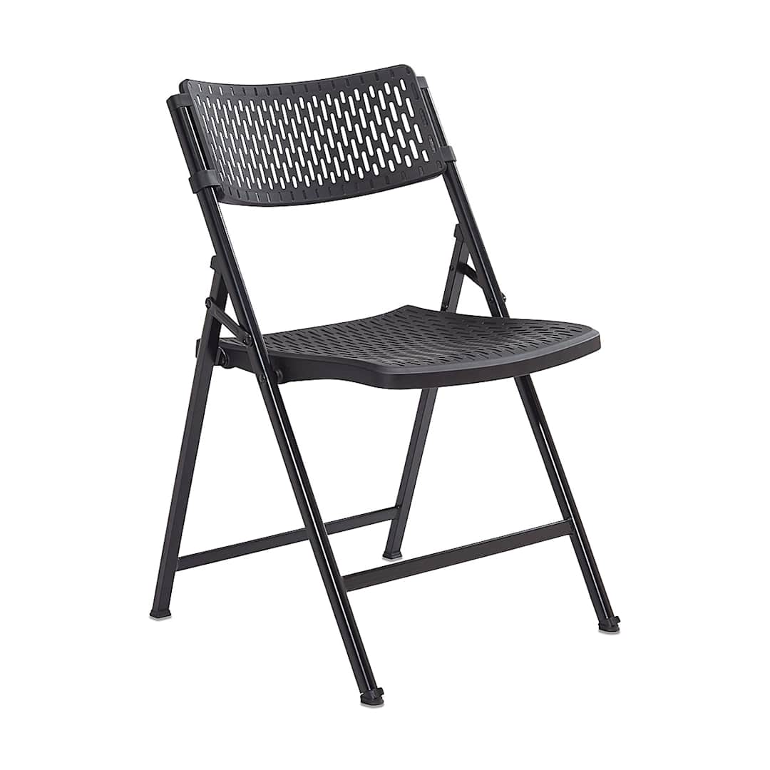 Open in modal - National Public Seating Airflex Folding Chair - Angled view of Black Chair