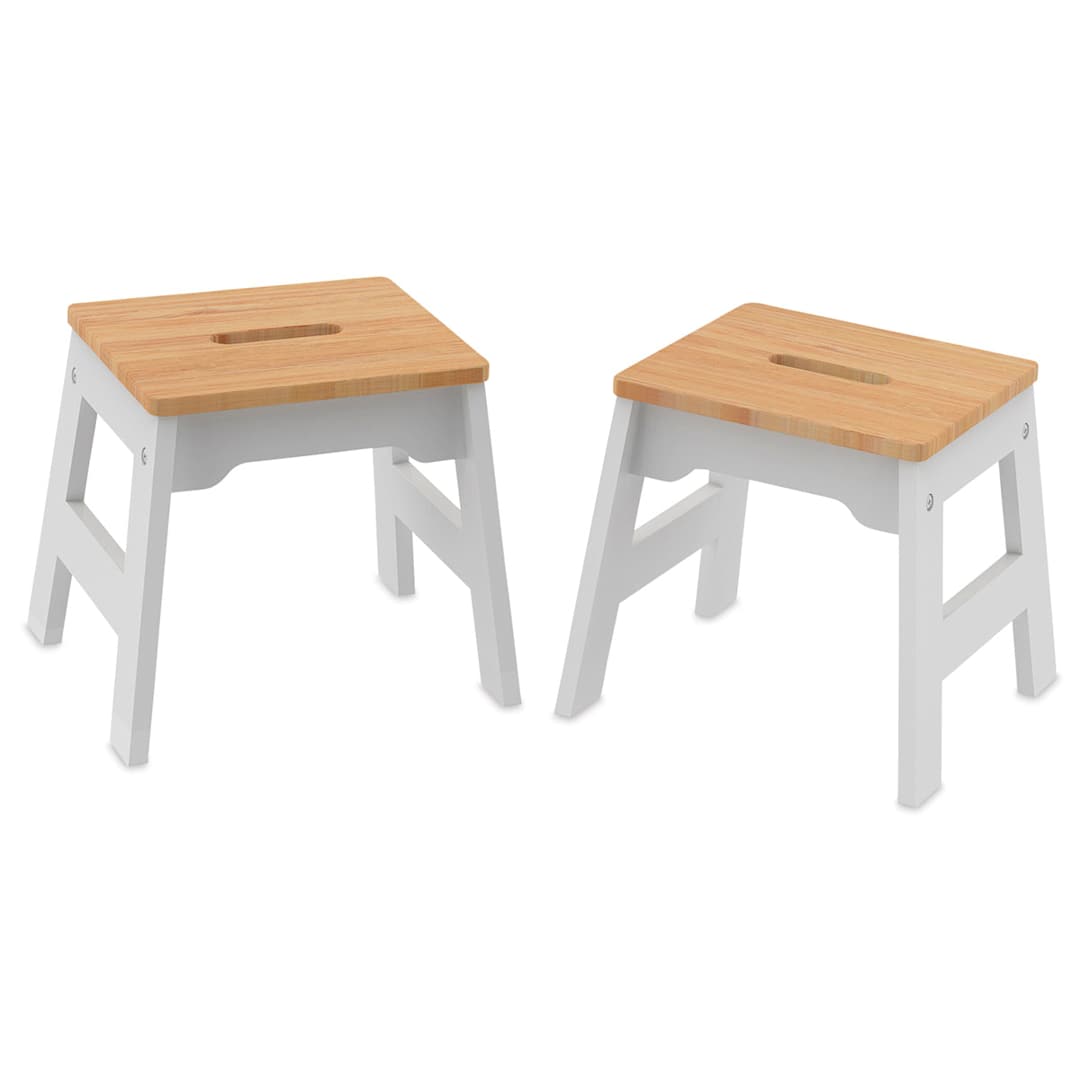 Open in modal - Melissa & Doug Wooden Stool Set - White/Natural