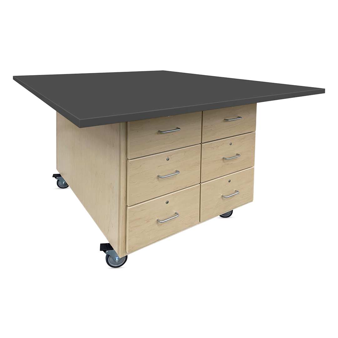 Open in modal - Hann Mobile Workstation - 2-Door, Black Laminate Top with 6-Drawer