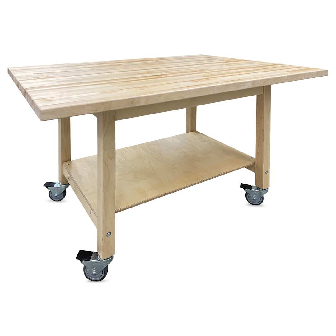 Open in modal - Hann Student Project Table with Casters - Maple Top, 60"W x 42"D x 36"H