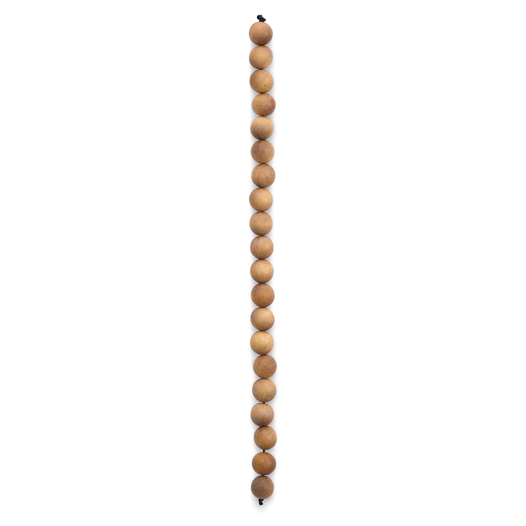 Open in modal - John Bead Aromatic Wooden Beads - 8" strand of 10 mm Sandalwood Beads
