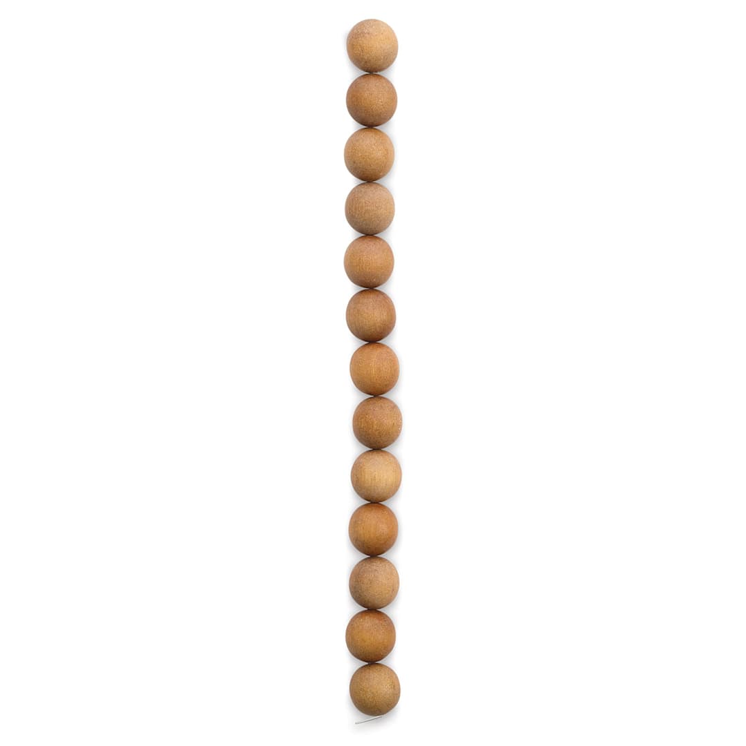 Open in modal - John Bead Aromatic Wooden Beads - 8" strand of 15 mm Sandalwood Beads