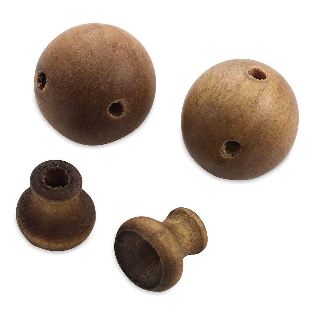 Open in modal - John Bead Aromatic Wooden Guru Beads - 2 each of 12 mm Sandalwood Guru and Tower Beads