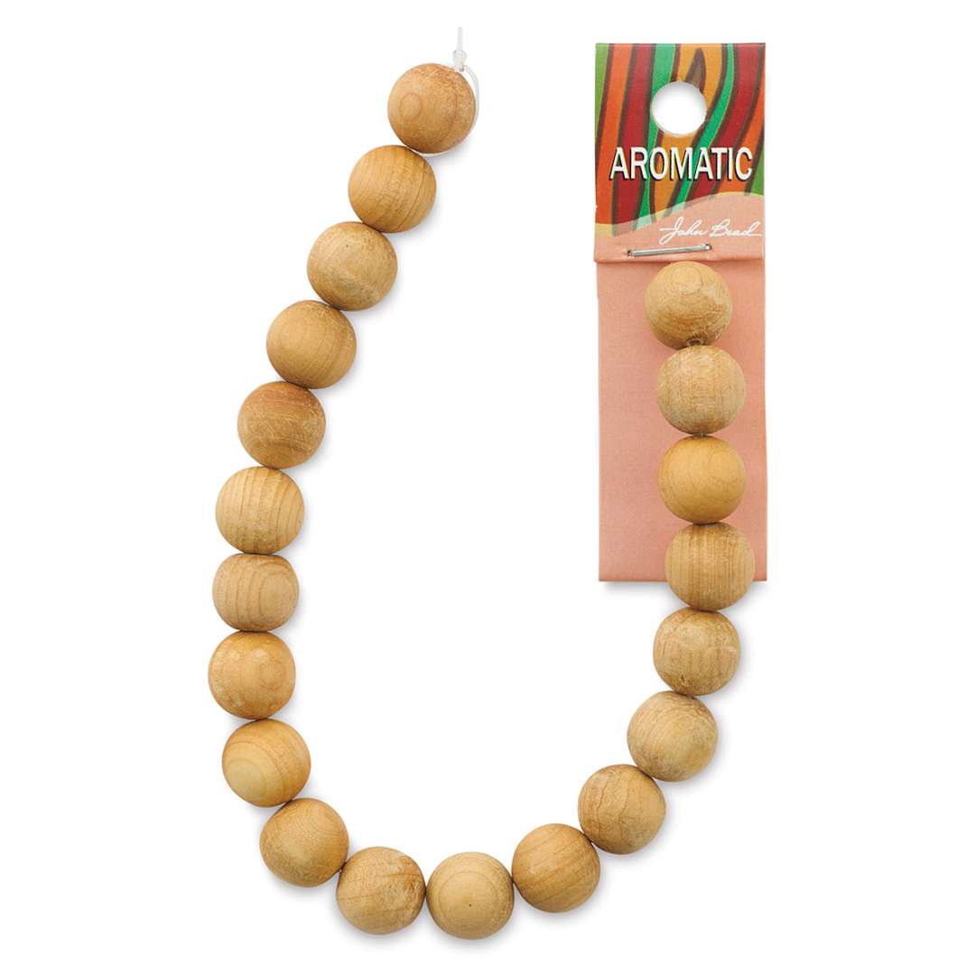 Open in modal - John Bead Aromatic Wooden Beads - 10 mm Cedar Beads on carded package
