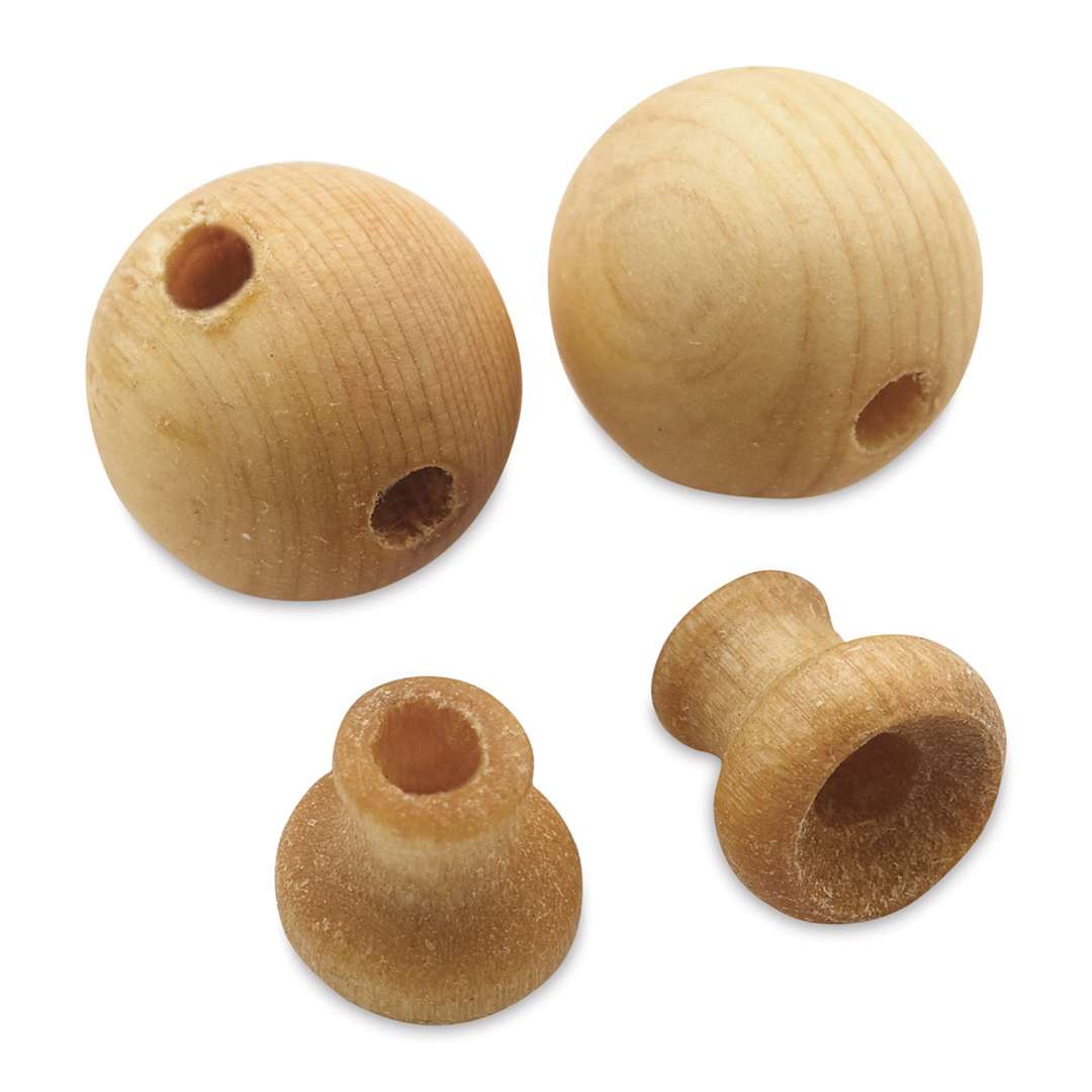 Open in modal - John Bead Aromatic Wooden Guru Beads - 2 each of 8 mm Cedarwood Guru and Tower Beads