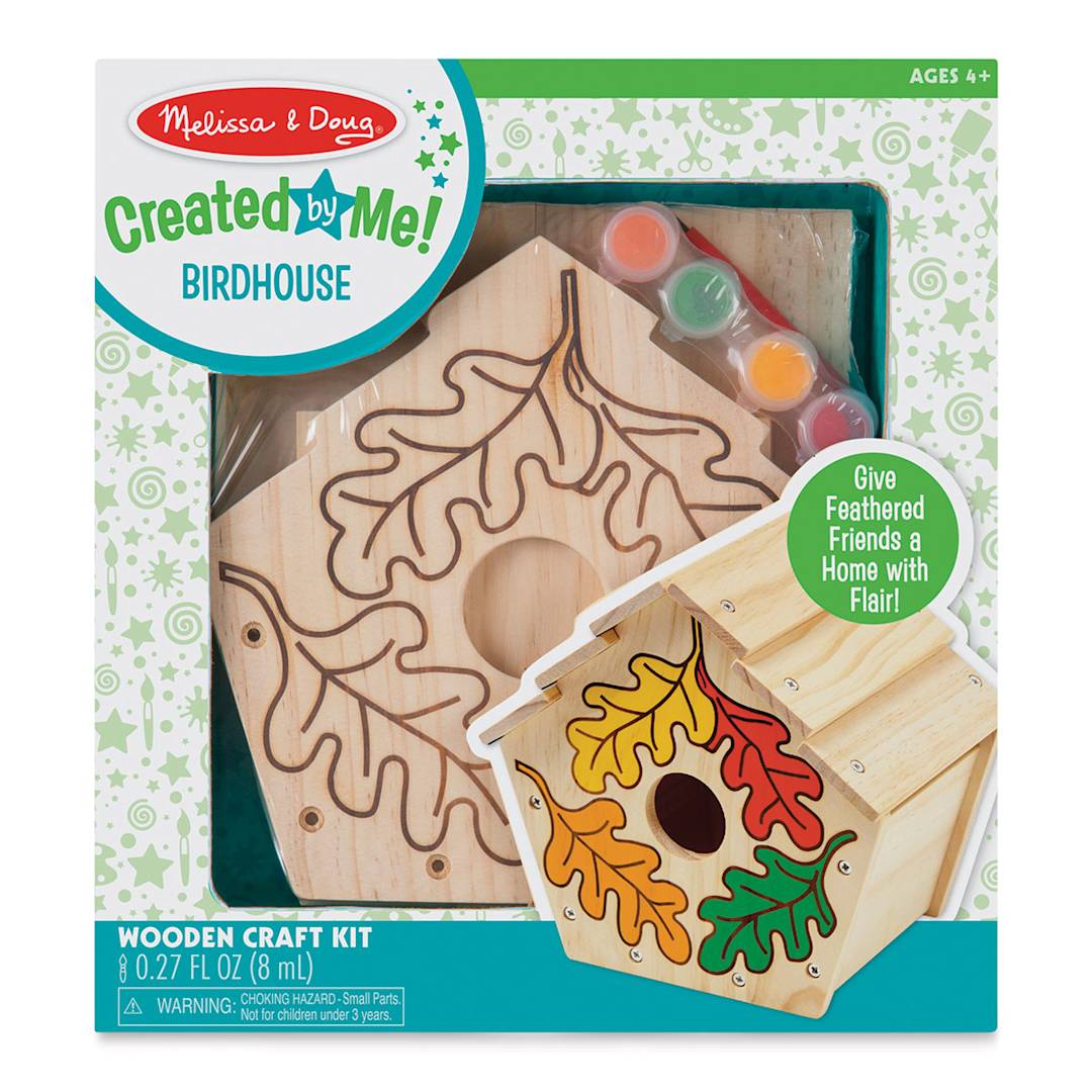 Open in modal - Melissa & Doug Created by Me Birdhouse Wooden Craft Kit, front of the packaging 