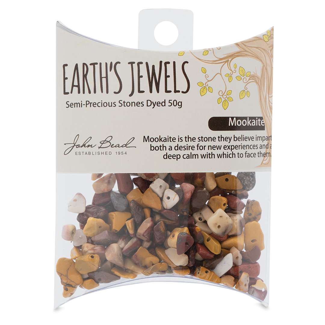 Open in modal - John Bead Earth's Jewels - Front view of package of Mookaite Jasper Beads