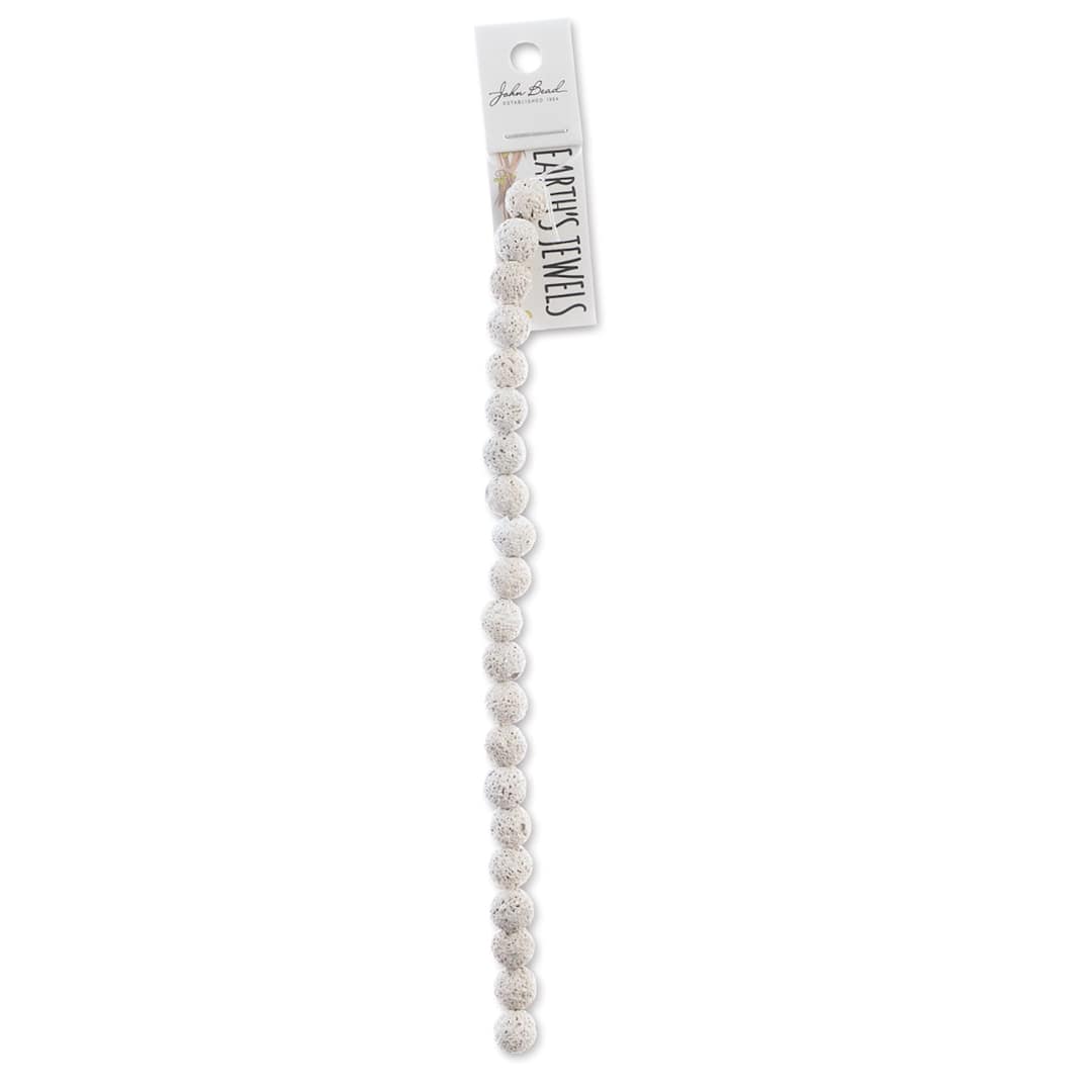 Open in modal - John Bead Earth's Jewels Lava Stone Bead Strand - Arctic White, 8 mm, 8" Strand