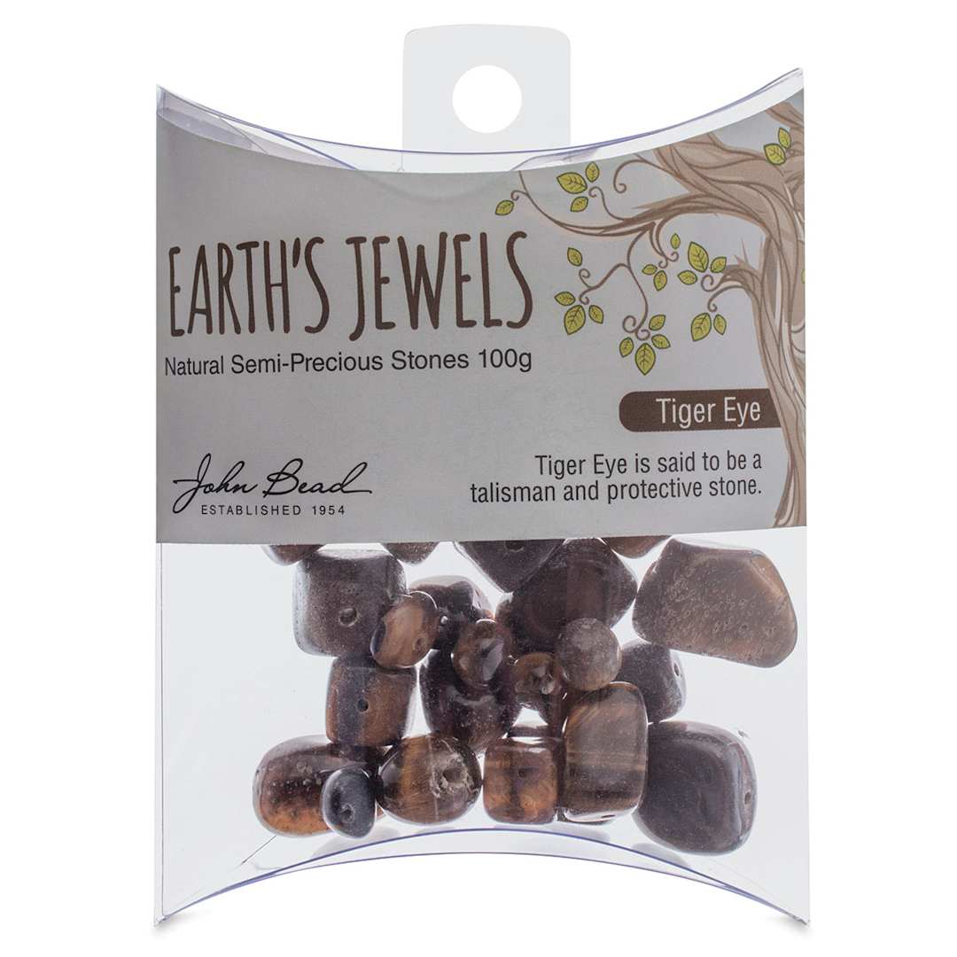 Open in modal - John Bead Earth's Jewels - Front view of package of Tiger Eye Beads
