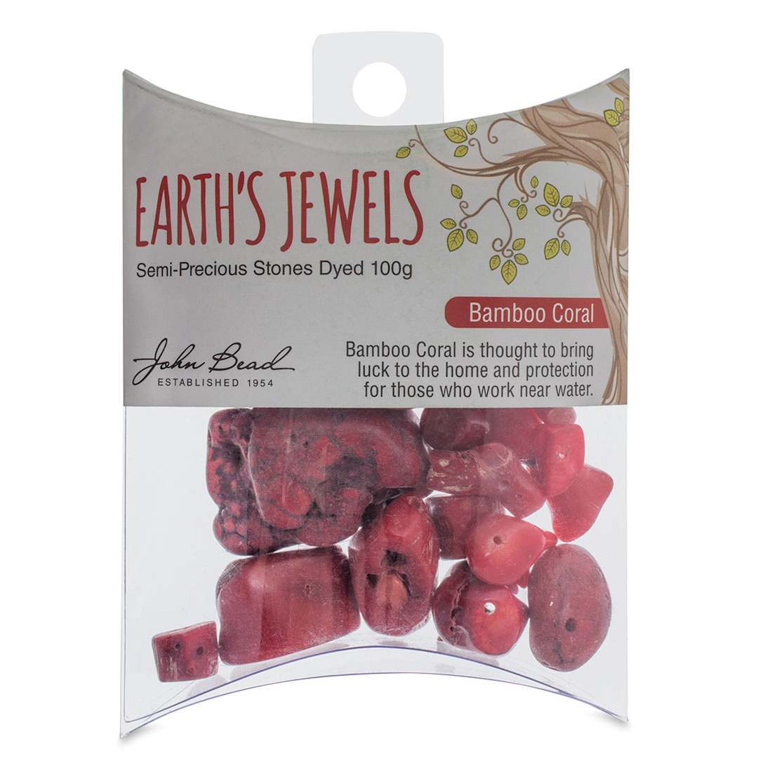 Open in modal - John Bead Earth's Jewels - Front view of package of Red Bamboo Coral Beads