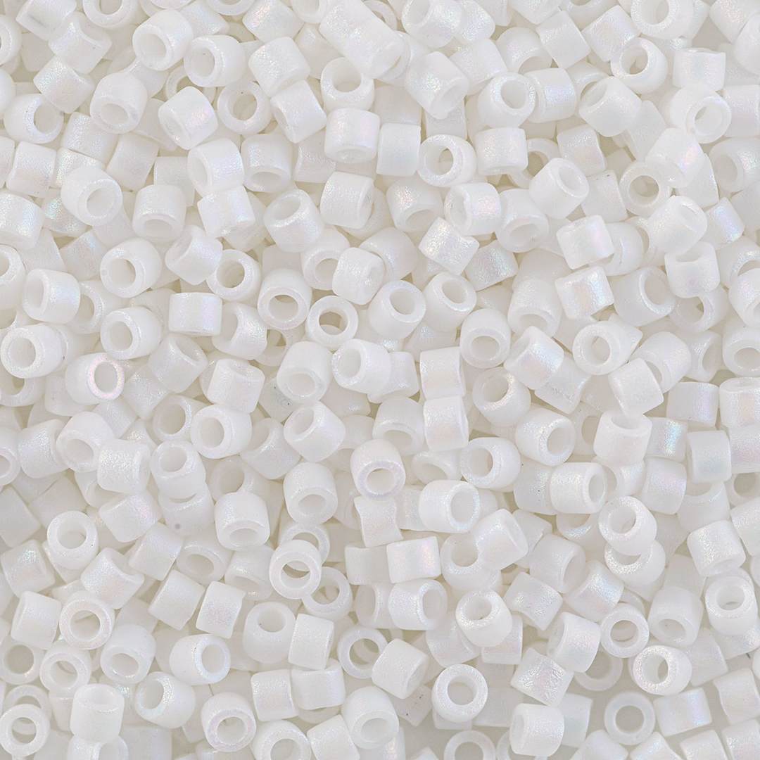 Open in modal - John Bead Miyuki Delica Glass Beads - White, Matte (Close-up of beads)