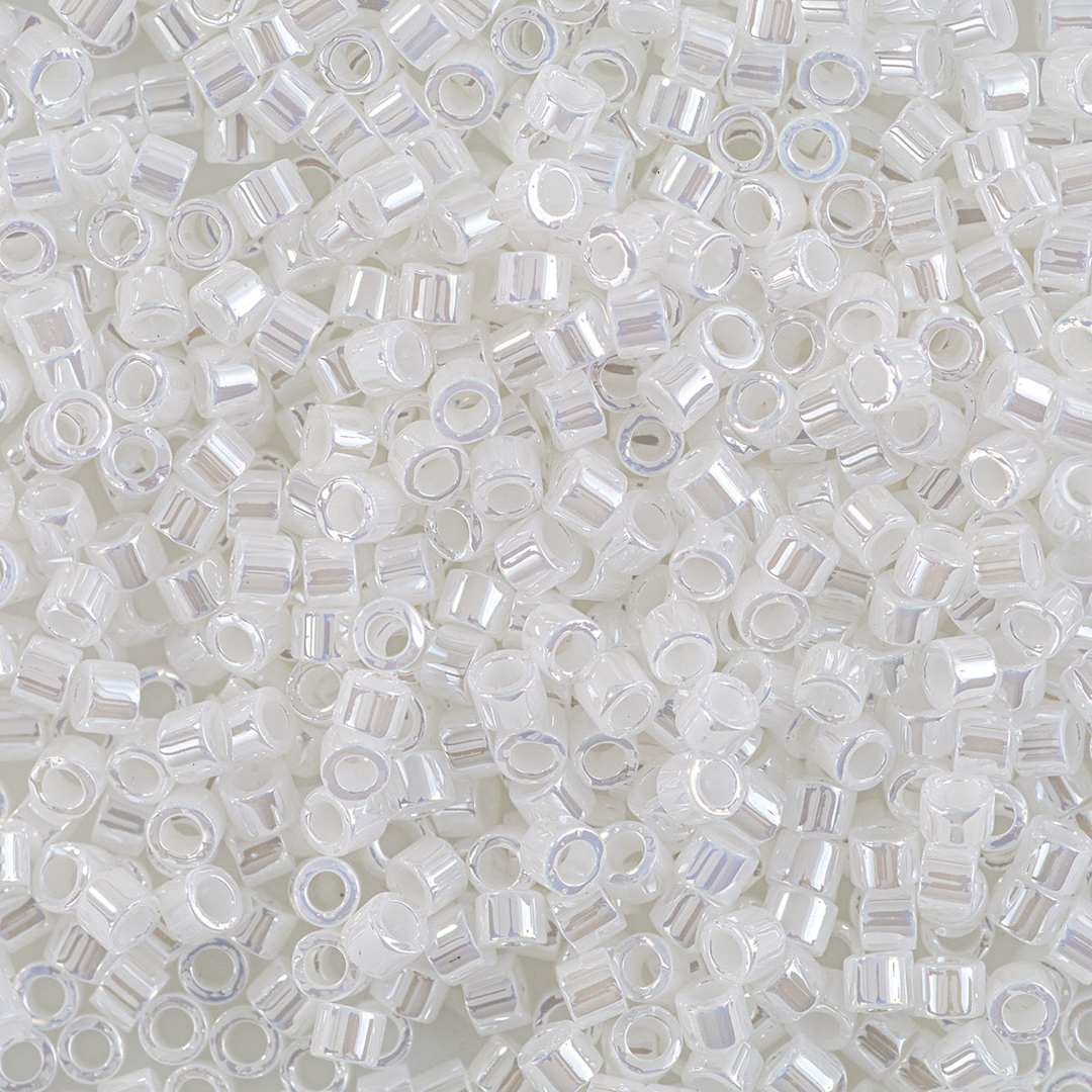 Open in modal - John Bead Miyuki Delica Glass Beads - White, Pearl Luster (Close-up of beads)