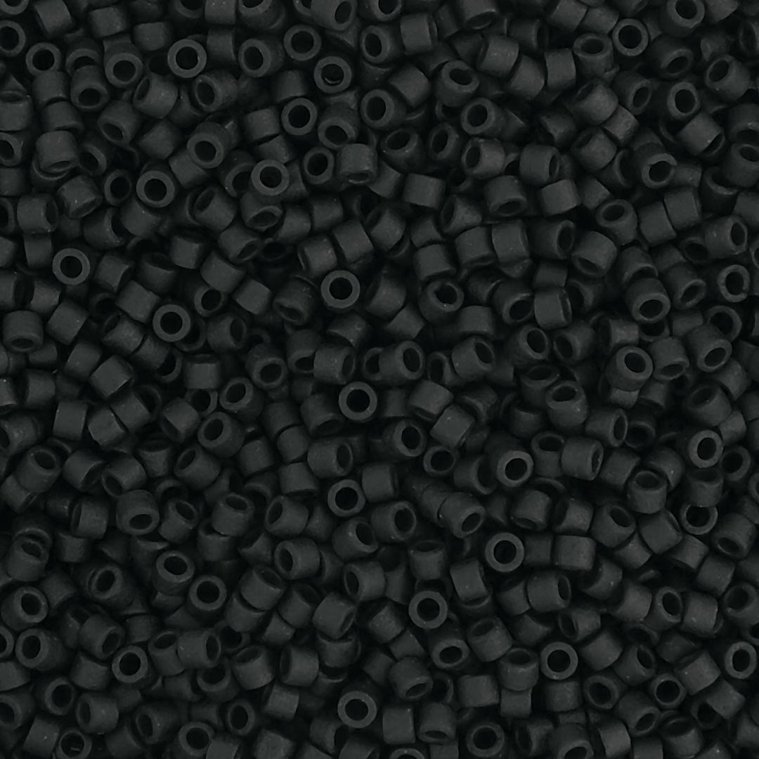 Open in modal - John Bead Miyuki Delica Glass Beads - Black, Matte, 11/0, 5.2 g (Close-up of beads)