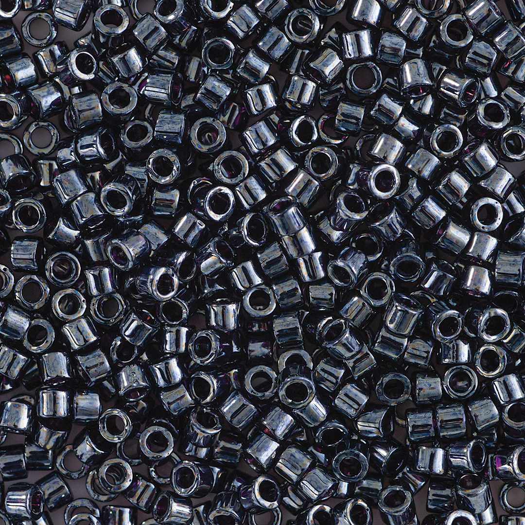 Open in modal - John Bead Miyuki Delica Glass Beads - Gunmetal (Close-up of beads)