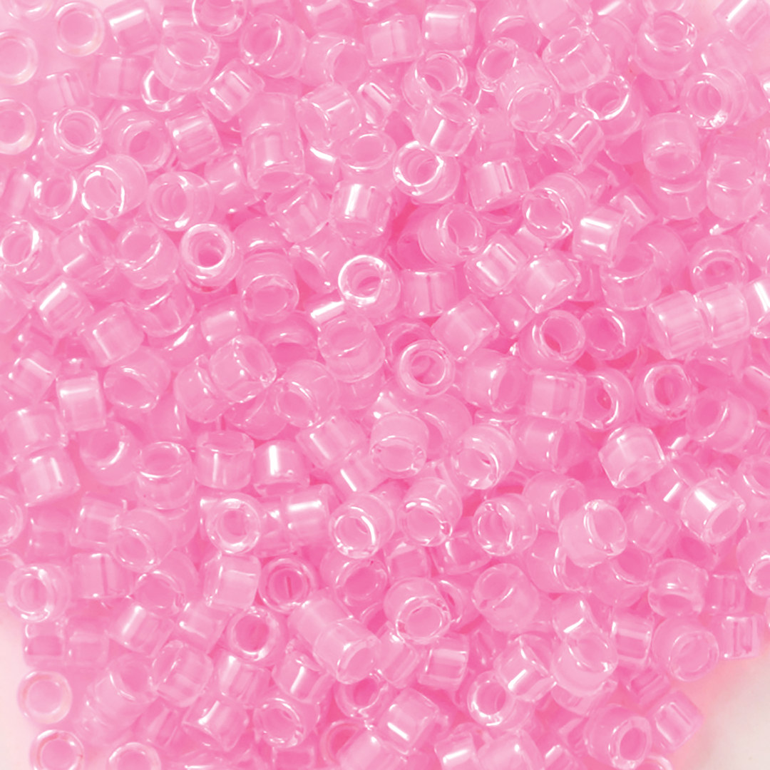 Open in modal - John Bead Miyuki Delica Glass Beads - Light Pink, Luminous Neon (Close-up of beads)