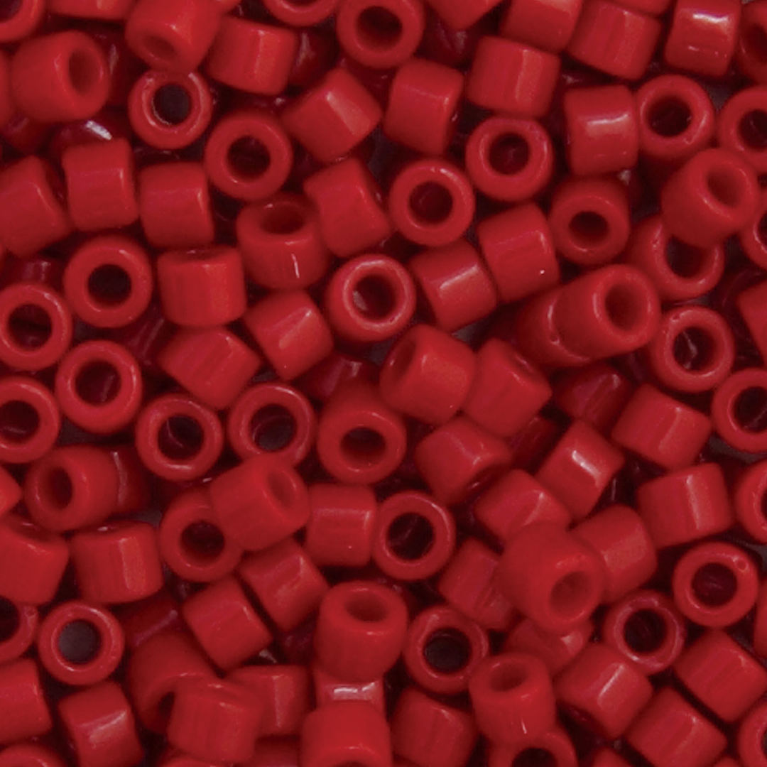 Open in modal - JJohn Bead Miyuki Delica Glass Beads - Cranberry, Glossy (Close-up of beads)