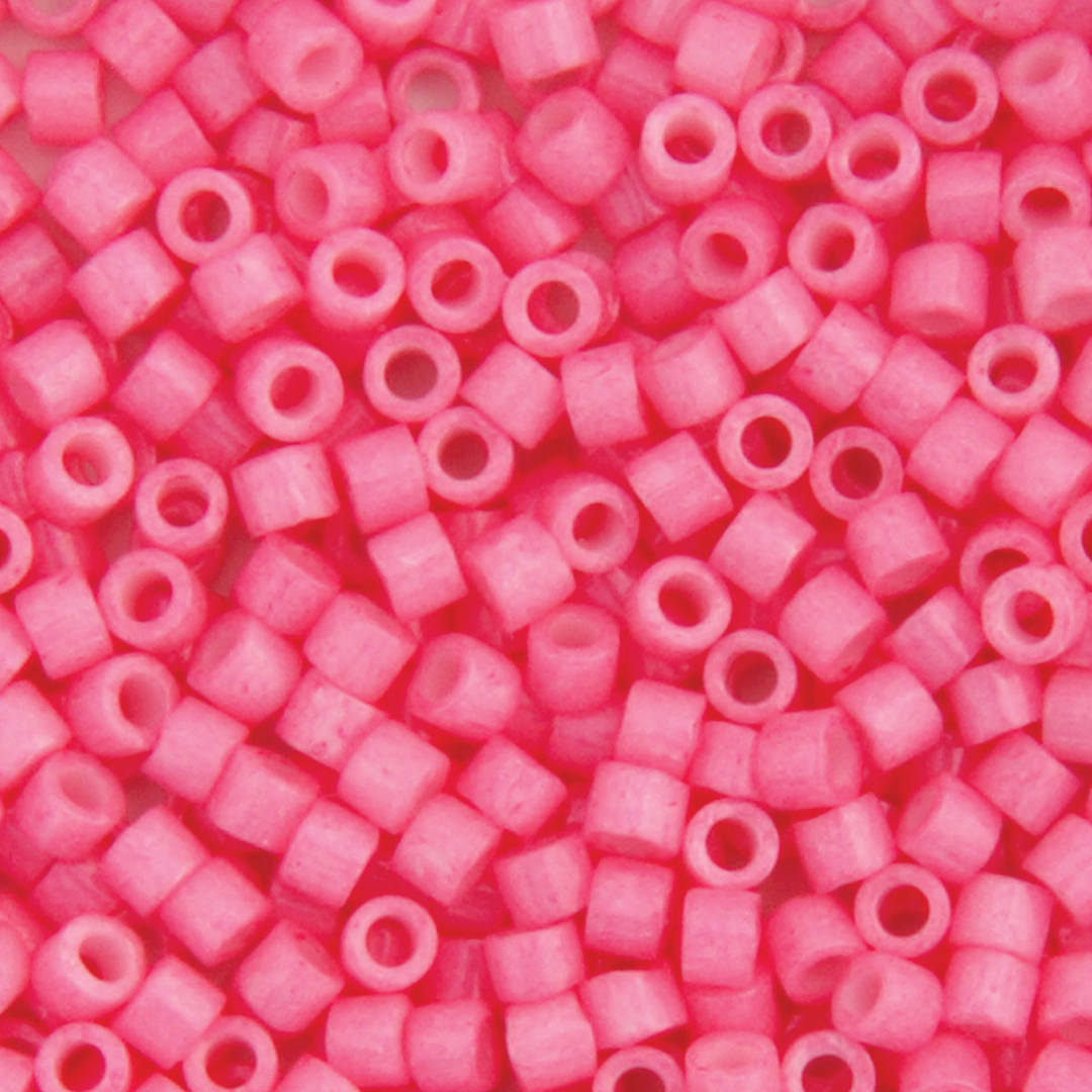 Open in modal - John Bead Miyuki Delica Glass Beads - Pink Carnation, Glossy (Close-up of beads)
