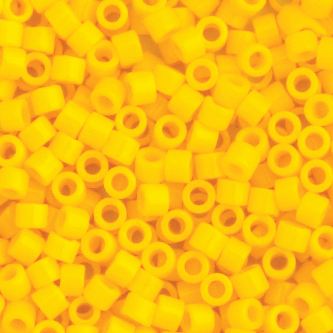 Open in modal - John Bead Miyuki Delica Glass Beads - Yellow Canary, Glossy (Close-up of beads)