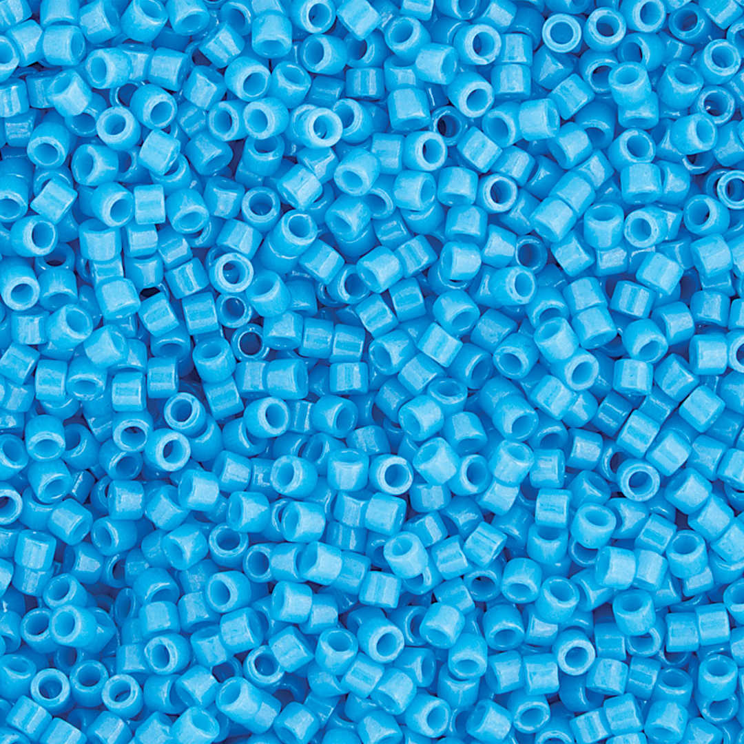Open in modal - John Bead Miyuki Delica Glass Beads - Dark Turquoise, Glossy (Close-up of beads)