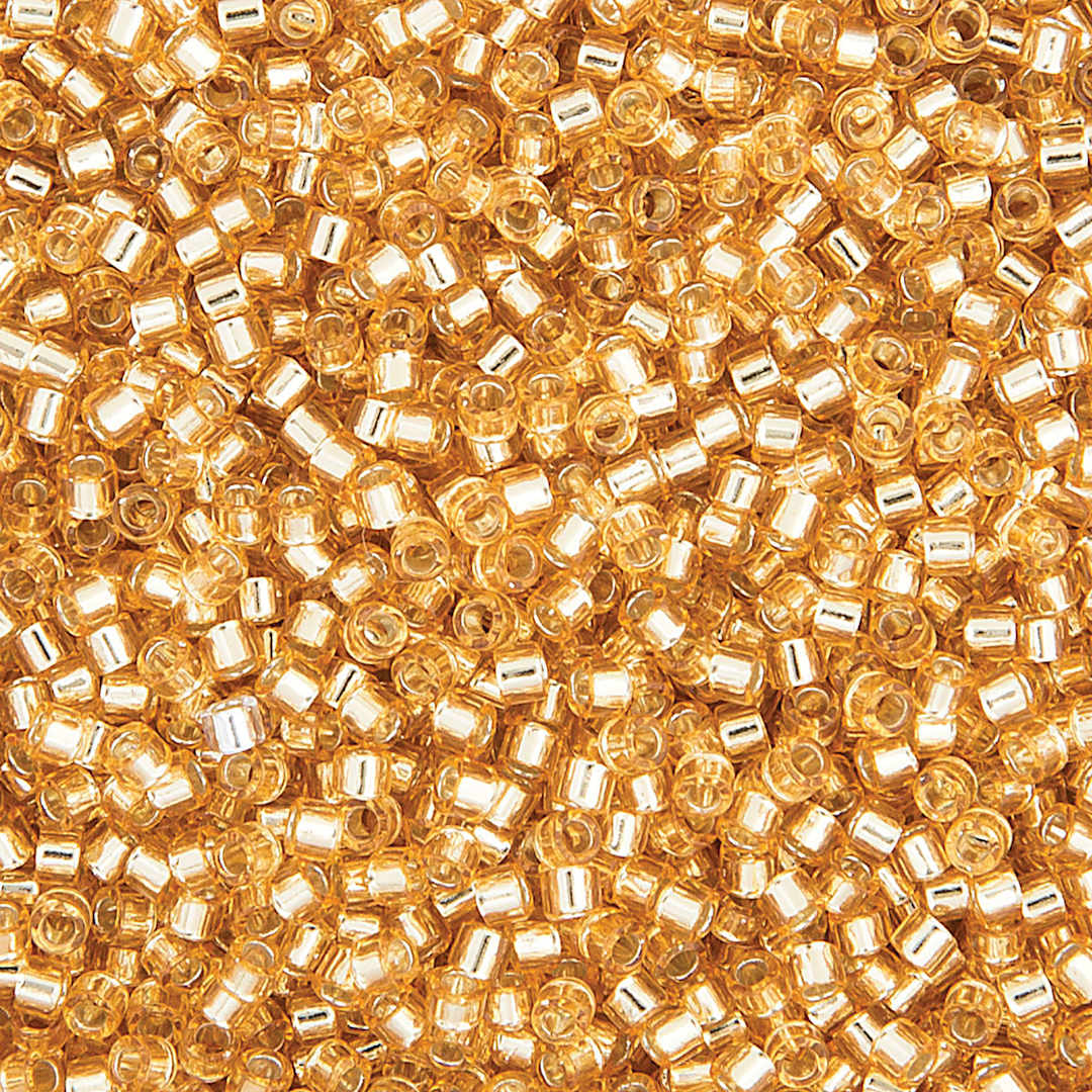 Open in modal - John Bead Miyuki Delica Glass Beads - Gold, Silver Lined, 11/0, 5.2 g (Close-up of beads)