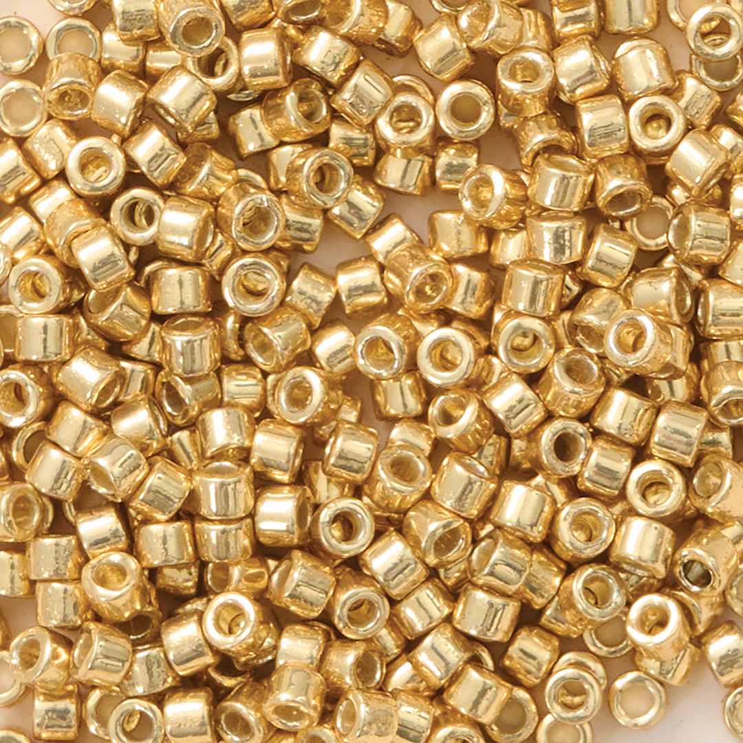 Open in modal - John Bead Miyuki Delica Glass Beads - Duracoat Gold, Galvanized (Close-up of beads)