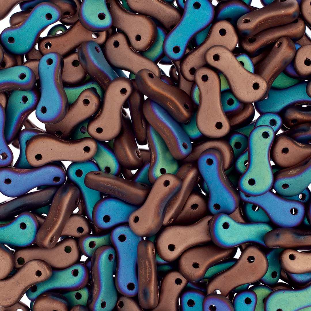 Open in modal - John Bead Czech Link Beads - Loose Black and Glittery Bronze beads