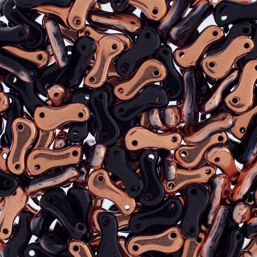 Open in modal - John Bead Czech Link Beads - Loose Black and Capri Gold beads