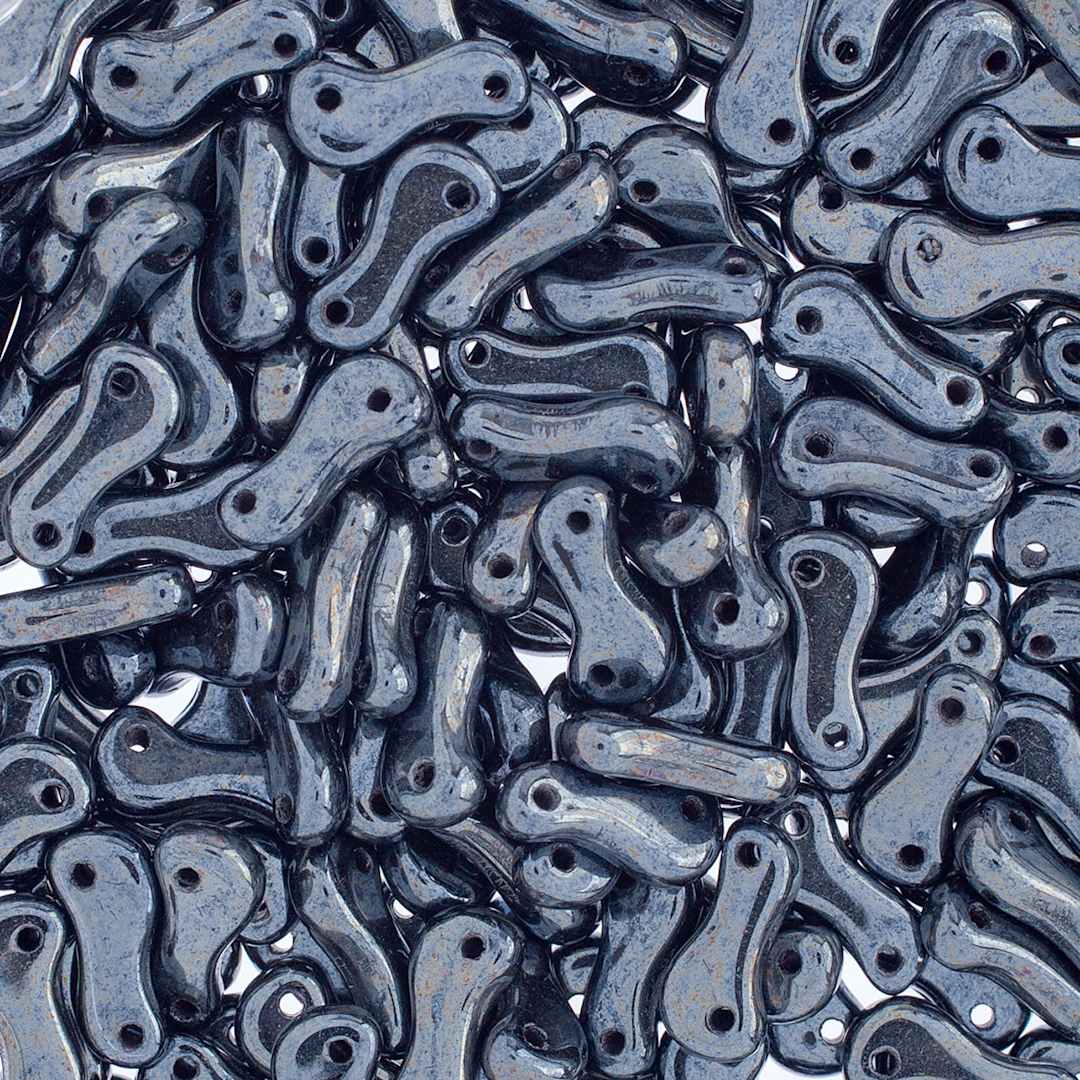 Open in modal - John Bead Czech Link Beads - Loose Glossy Black and Hematite beads