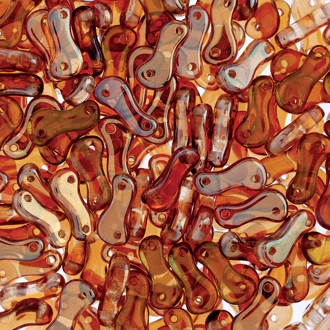 Open in modal - John Bead Czech Link Bead - Crystal and Celsian, Glossy, Halfcoat, Pkg of 40