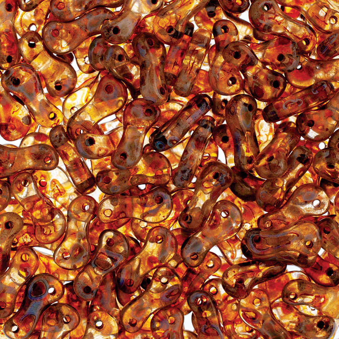 Open in modal - John Bead Czech Link Bead - Crystal and Dark Tavertine, Glossy, Fullcoat, Pkg of 40