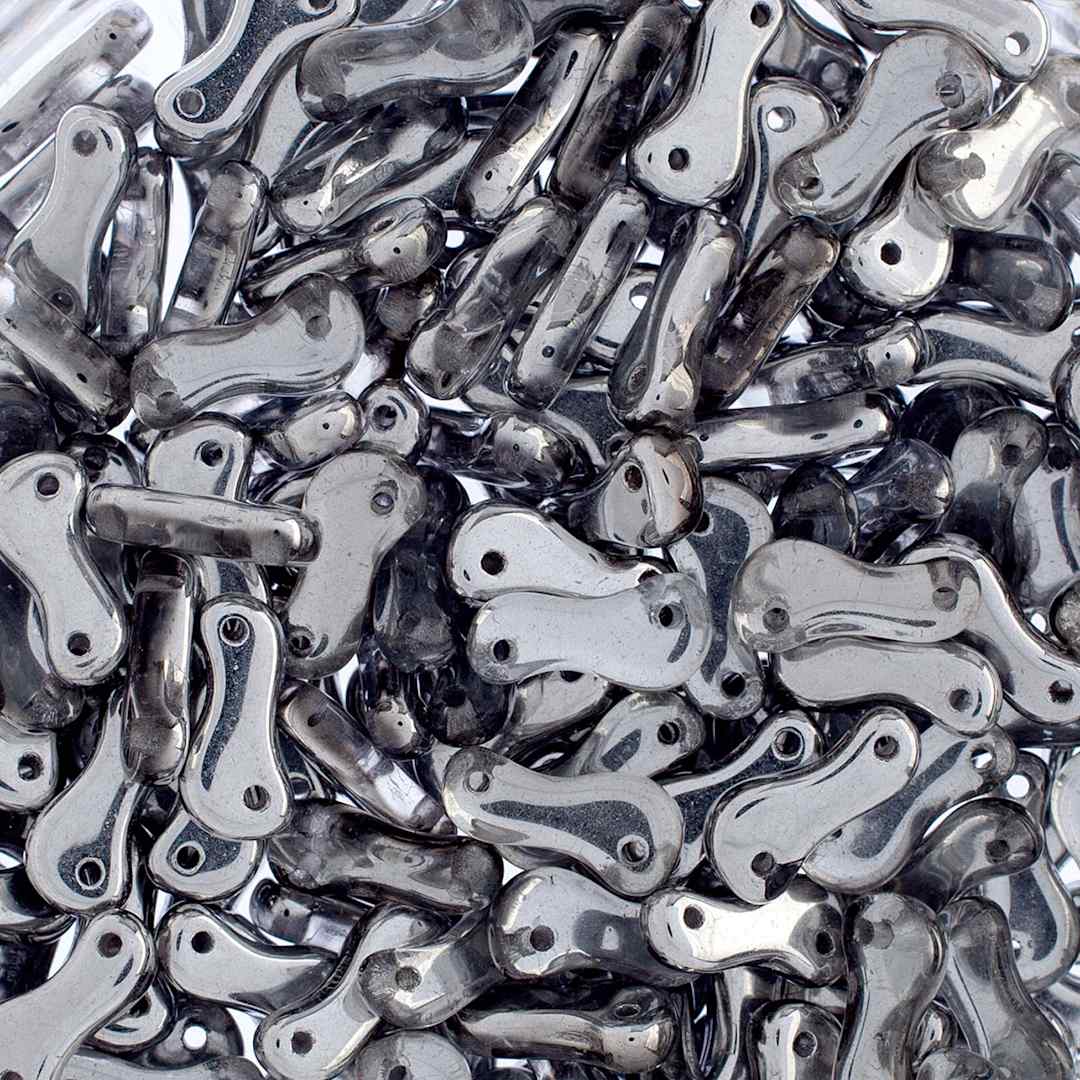 Open in modal - John Bead Czech Link Bead - Crystal and Silver Labrador, Glossy, Halfcoat, Pkg of 40